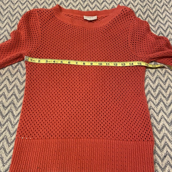 LOFT Outlet Medium Petite Open-Knit Cotton Sweater – Coral - Picture 7 of 7